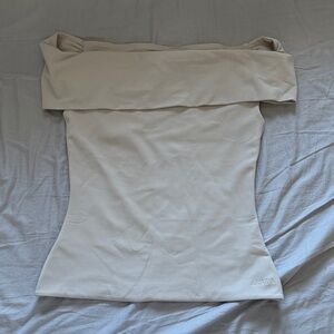 Aritzia Cream Contour Off-Shoulder Top